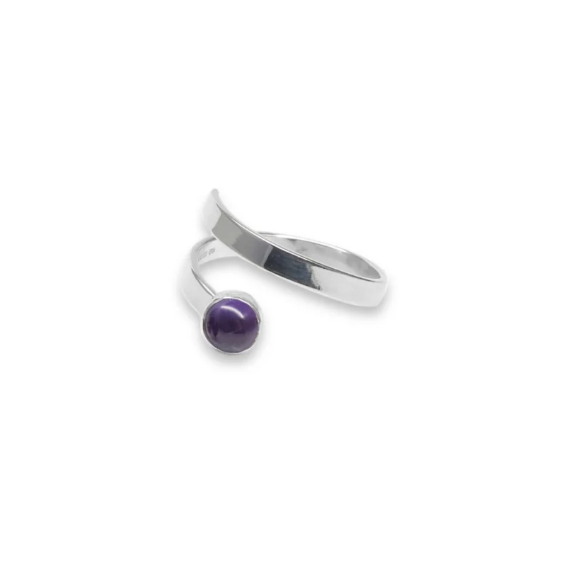 sterling silver and 5mm Amethyst ring